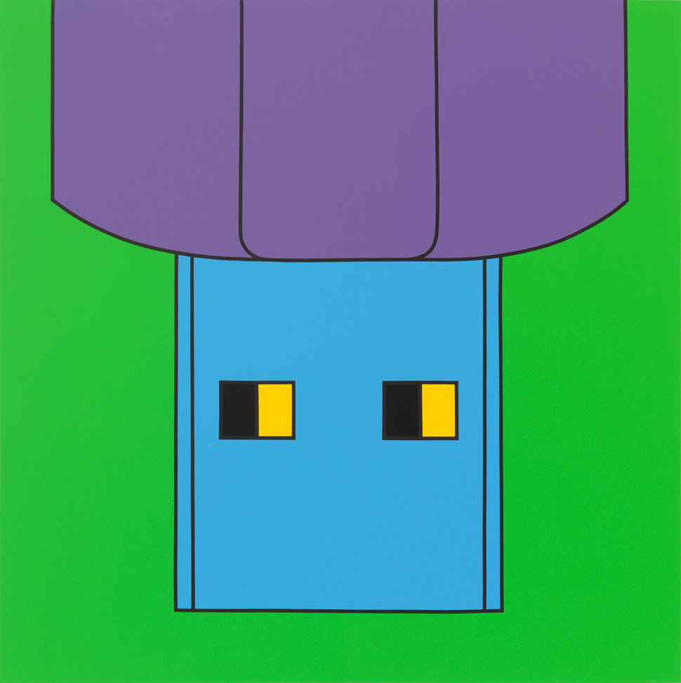 〈Untitled (memory stick fragment green)〉, 2017, Acrylic on aluminium, 90x90 cm, ©Michael Craig-Martin Courtesy the artist and Gagosian