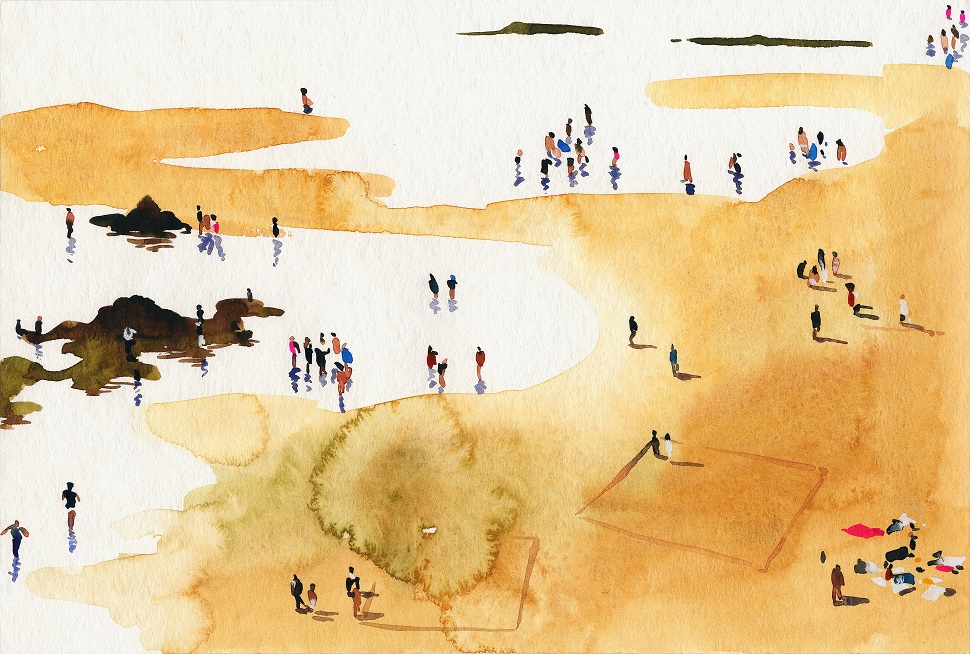 〈Beach〉, 25.9x38.4cm, watercolor on paper, 2013