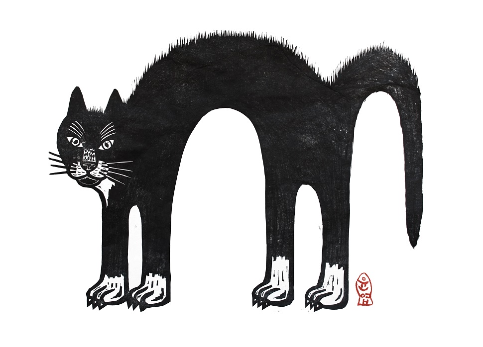 이윤엽, <띵가>, 목판화, 76×56cm, 2014