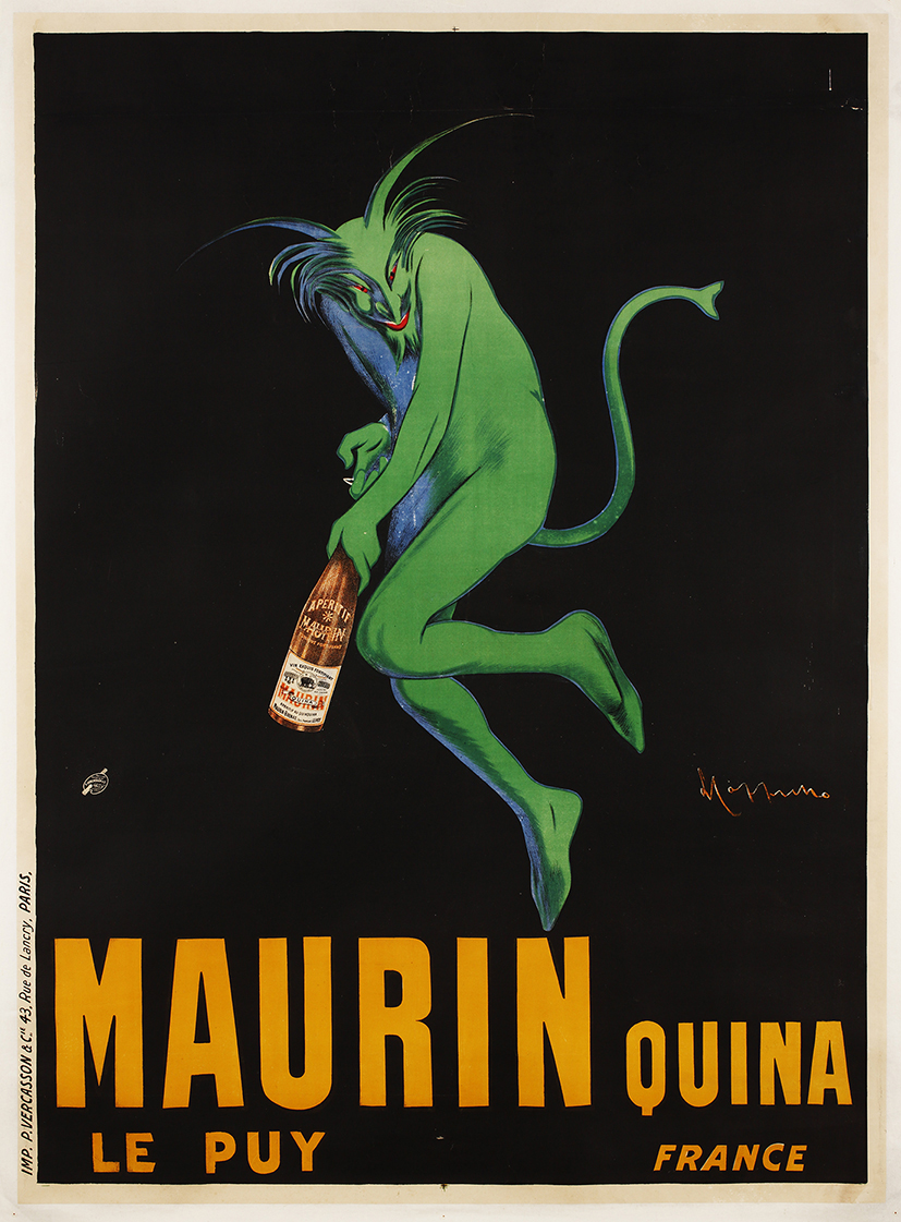 레오네토 카피엘로 〈Maurin Quina〉, 1906
카리엘로 작품 중 가장 유명한 작품. 카피엘로는 다른 주류 포스터에도 악마(지옥)의 이미지를 표현했다. (이미지 제공: MOVA)