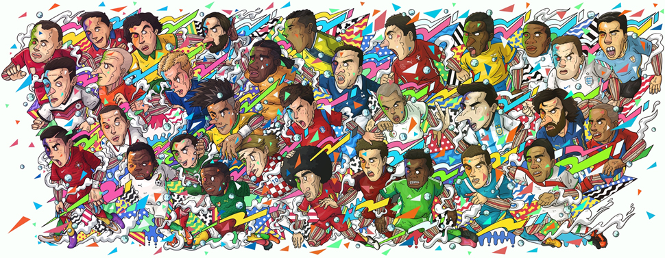 주키, 2014 SOCCER ALL STARS, 130X60, acrylic on canvas, 2014 