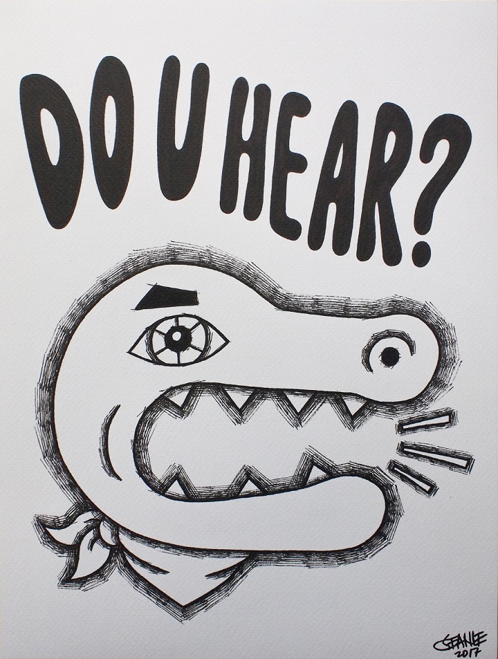 Jeanie Lee, 〈Do U Hear (Monster Series Drawings)〉, 2017, Pen on paper, 34 x 26 cm (frame)(사진제공: 갤러리 엠)