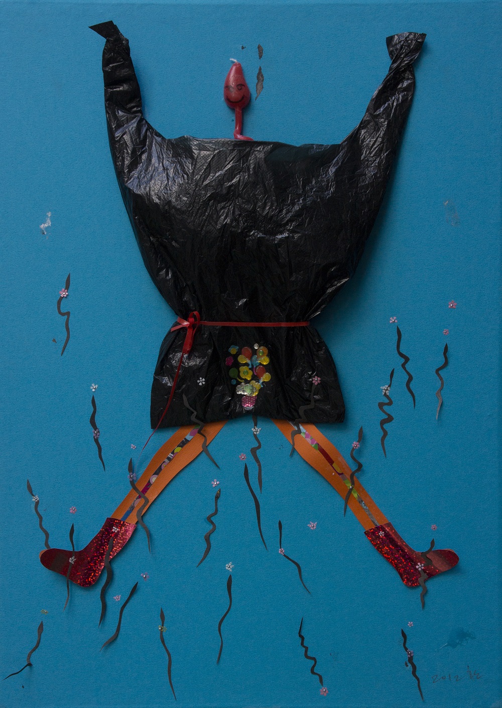 주재환, <오늘의 청춘>, 비닐봉지, 색종이, 54x38cm, 2008