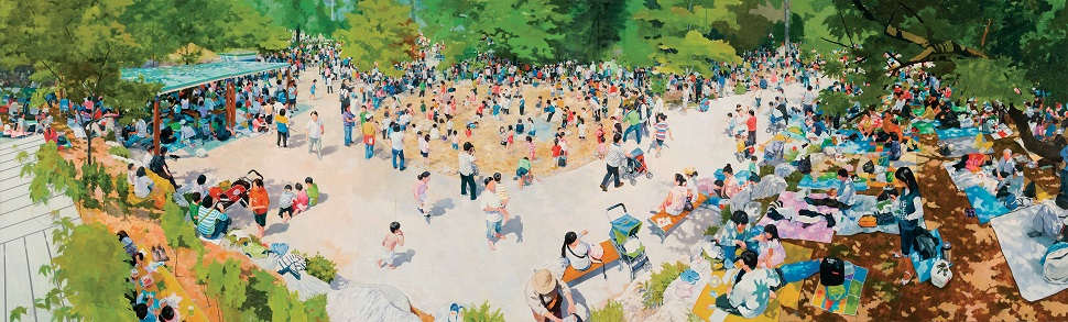 〈Childrens Grand Park〉, 200x660cm, oil on canvas, 2009