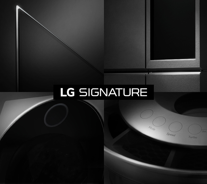 LG전자의 초프리미엄 가전 시장 공략을 위한 통합 브랜드인 LG 시그니처 제품 이미지, 브랜드 로고 이미지