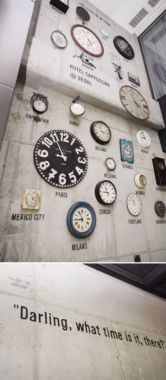 호텔 카푸치노 로비에서 가장 큰 존재감을 나타내는 빈티지 시계 컬렉션이다. 뉴욕, 런던 등 현지에서 직접 구매한 시계들로 구성됐다. 