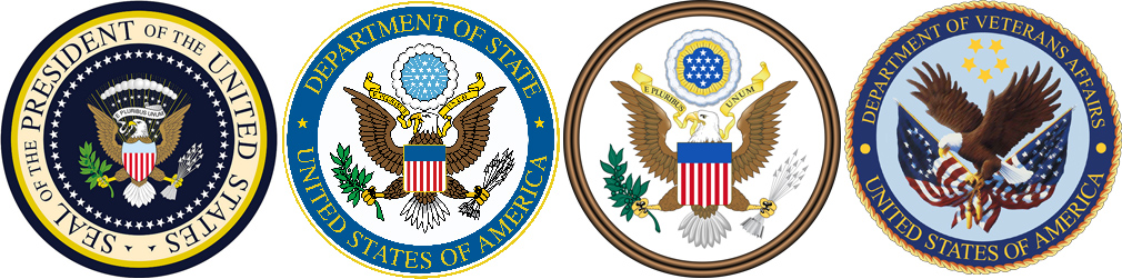 미국 정부상징은 원형의 테두리를 유지한다는 원칙 외에는 자유롭게 디자인이 가능하다.