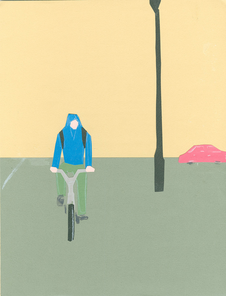 타쿠 반나이(Taku Bannai) <Way back(帰り道)>, 2016, 종이에 색연필, 콜라주