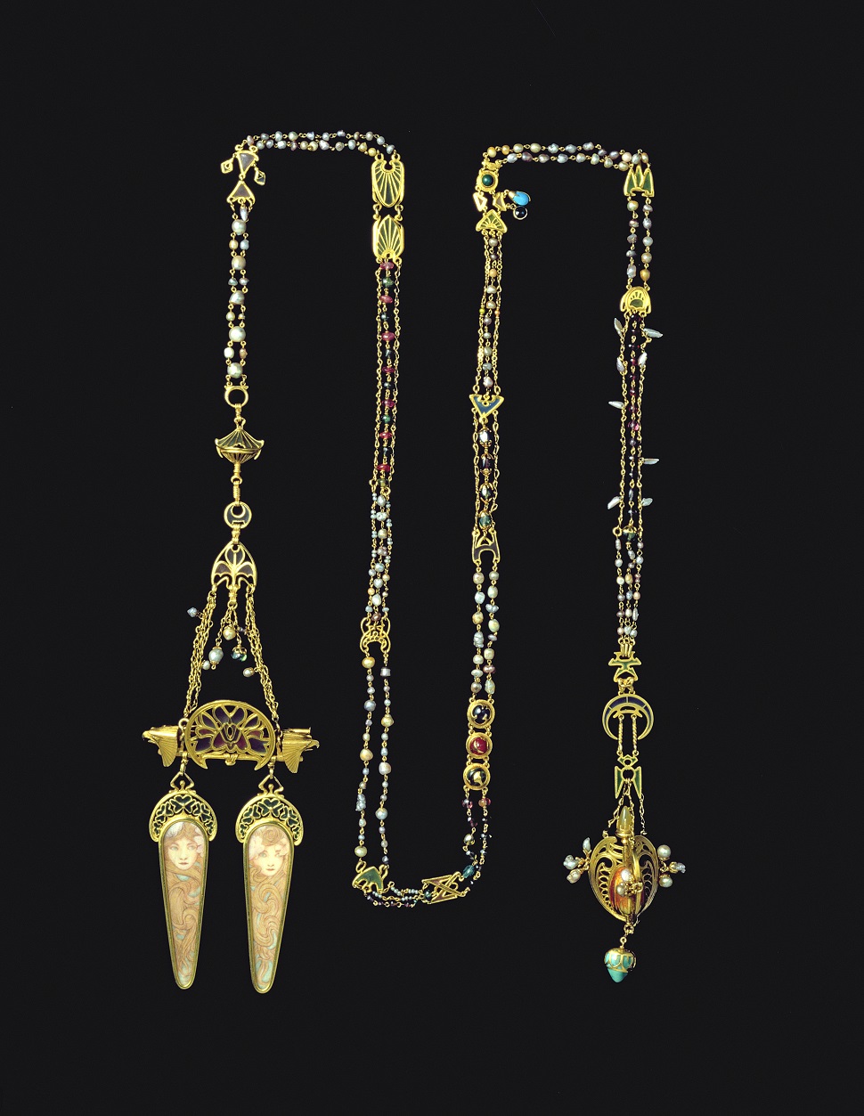 Georges Fouquet, after Mucha design: Ornamental Chain with pendants, 1900