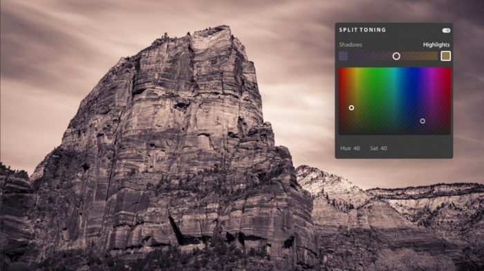 어도비 라이트룸 CC의 스플릿 토닝(Split Toning) 기능(사진제공: 어도비)