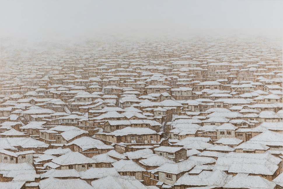 <snowy landscape 812>, paper on canvas, acrylic, 194x130.3cm, 2016 (사진제공: 선화랑)