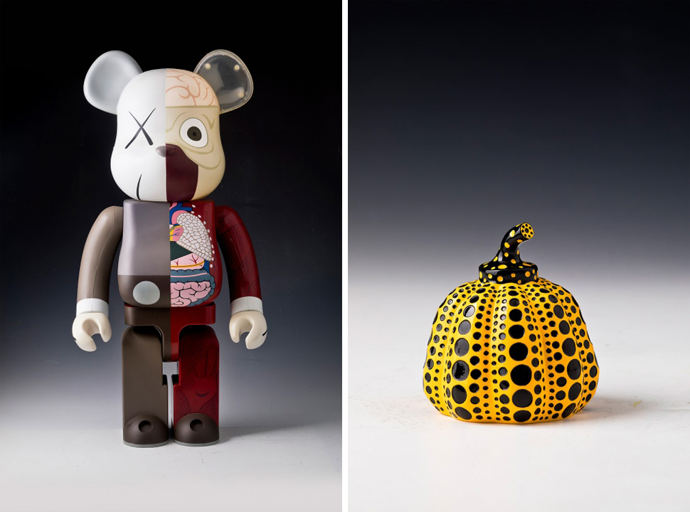 카우스, 〈Be@rbrick Companion 1000% (Brown)〉, 2009, 추정가 1백 5십만 - 3백만 원 / 야요이 쿠사마, 〈호박〉, 추정가 30십만 - 80십만 원