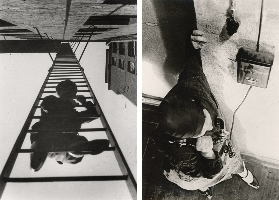 〈Fire Escape〉, 1925 & 〈Courier Girl〉, 1928, Gelatin Silver Print mounted on archival paper, printed 1994