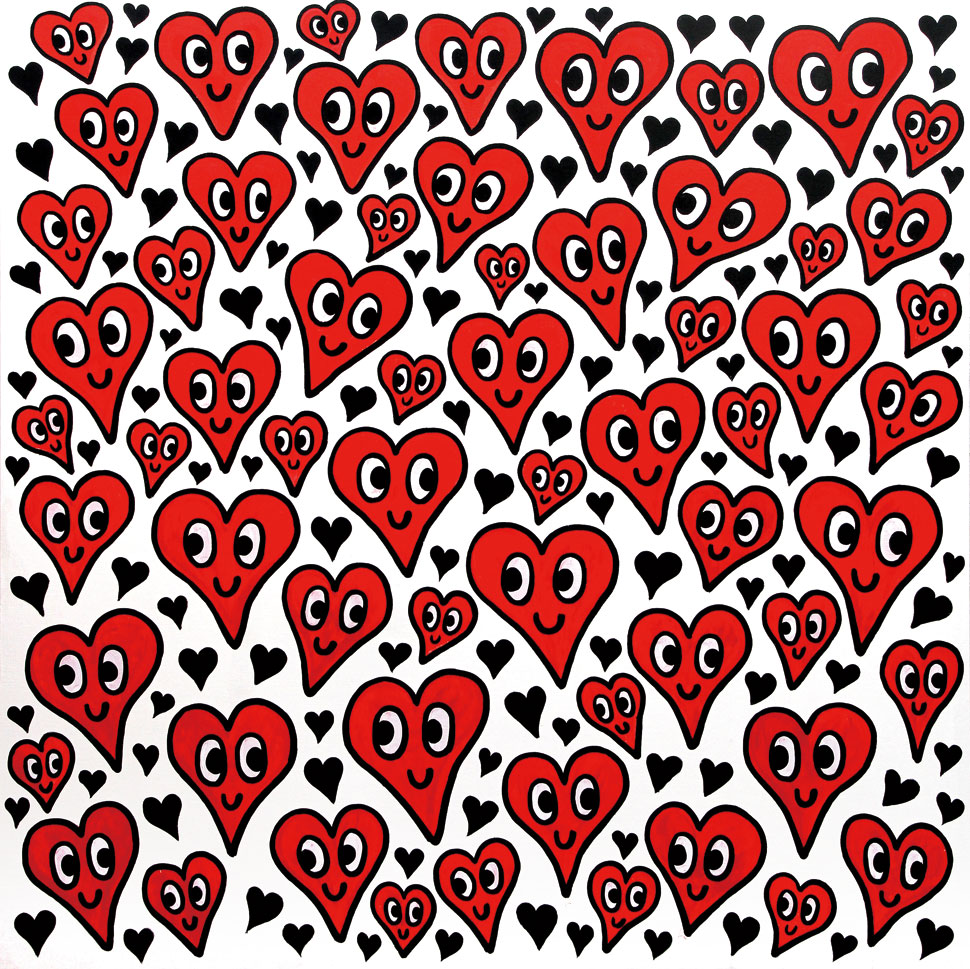 〈Happy Hearts(red)〉, 159.5x159.5cm, Acrylic on Canvas, 2014