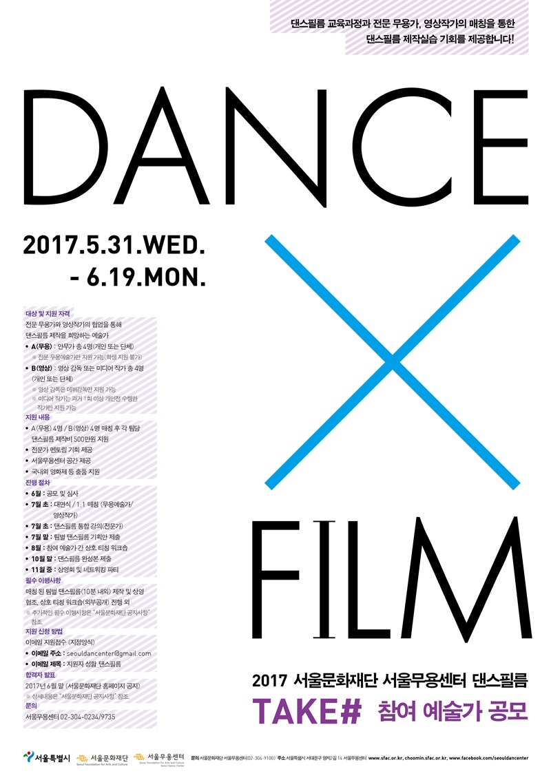 댄스필름 프로젝트 TAKE# 포스터 (사진제공: 서울문화재단)